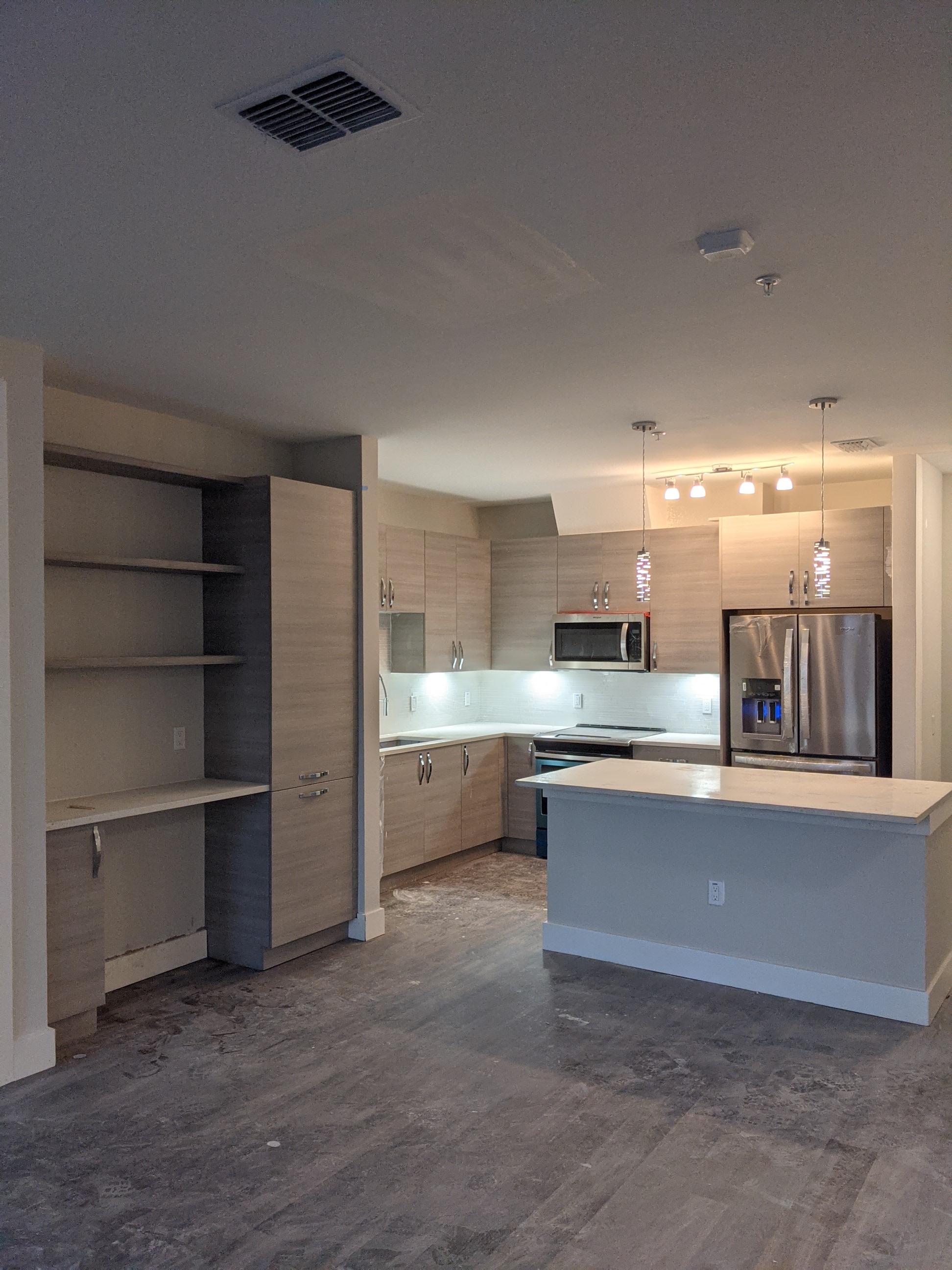 Gray kitchen island multifamily