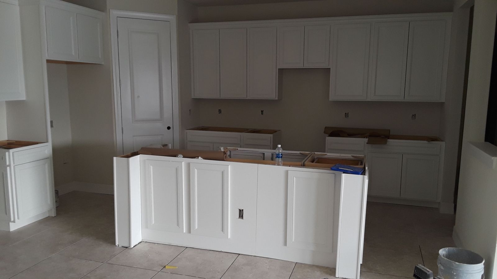 White cabinets install